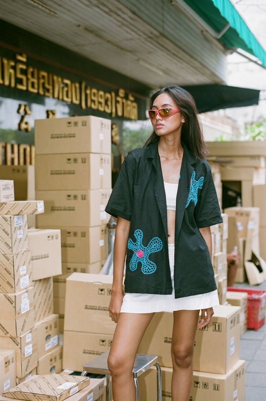 Blue Pea Short Sleeve Shirt