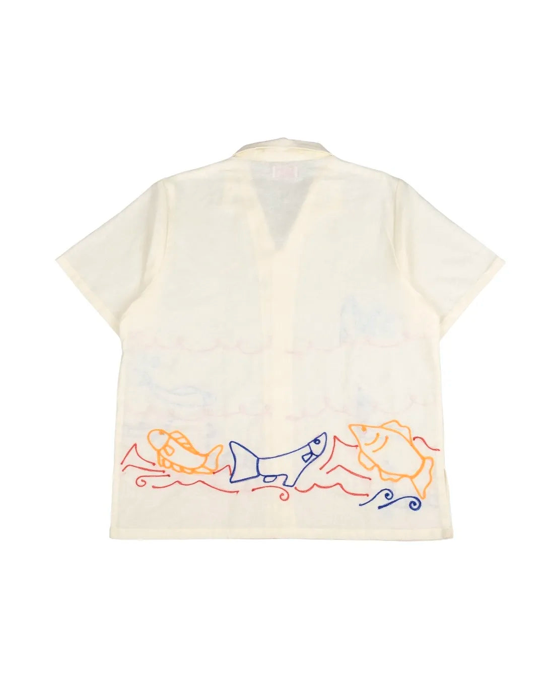 Fishes Embroidery White Shirt