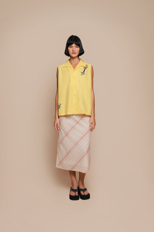 Yellow Whimsical Sleeveless Shirt