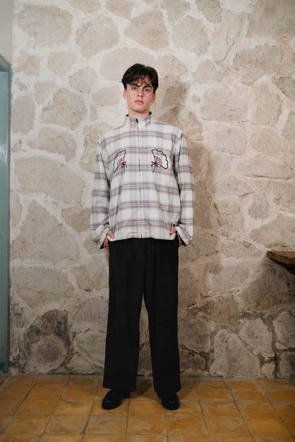 Charm Flannel Zipped Long Sleeve Shirt