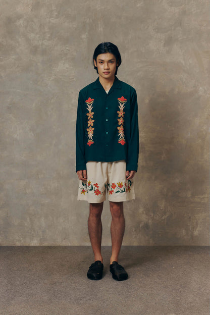 Emerald Blossom Long Sleeve Shirt