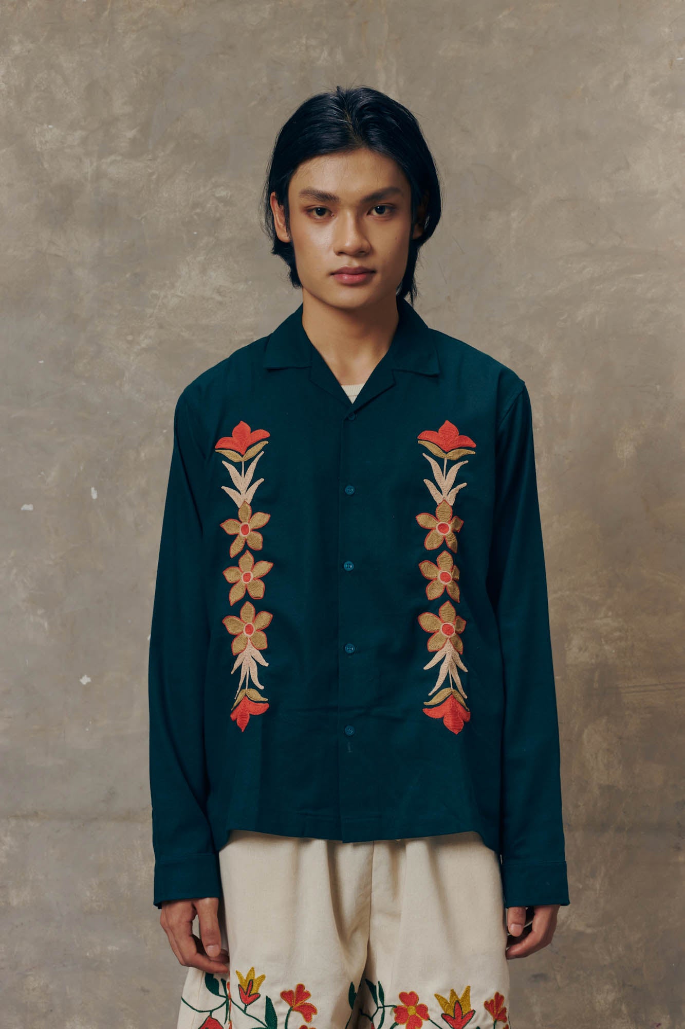 Emerald Blossom Long Sleeve Shirt