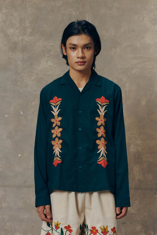 Emerald Blossom Long Sleeve Shirt