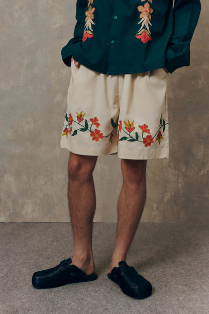Natural Floral Shorts