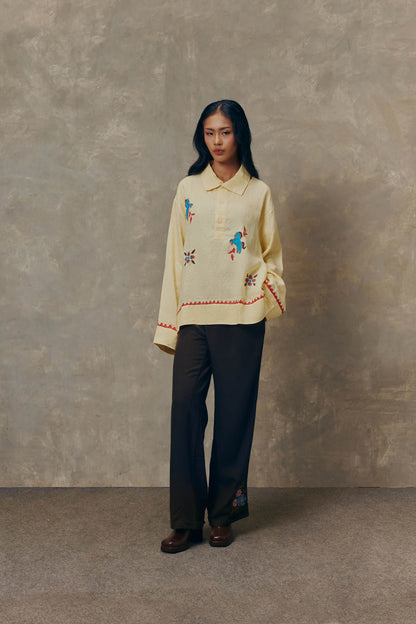 Yellow Horse Half Button Shirt