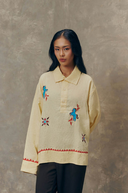 Yellow Horse Half Button Shirt