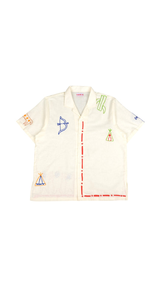 Arrow Tent Embroidery White Shirt