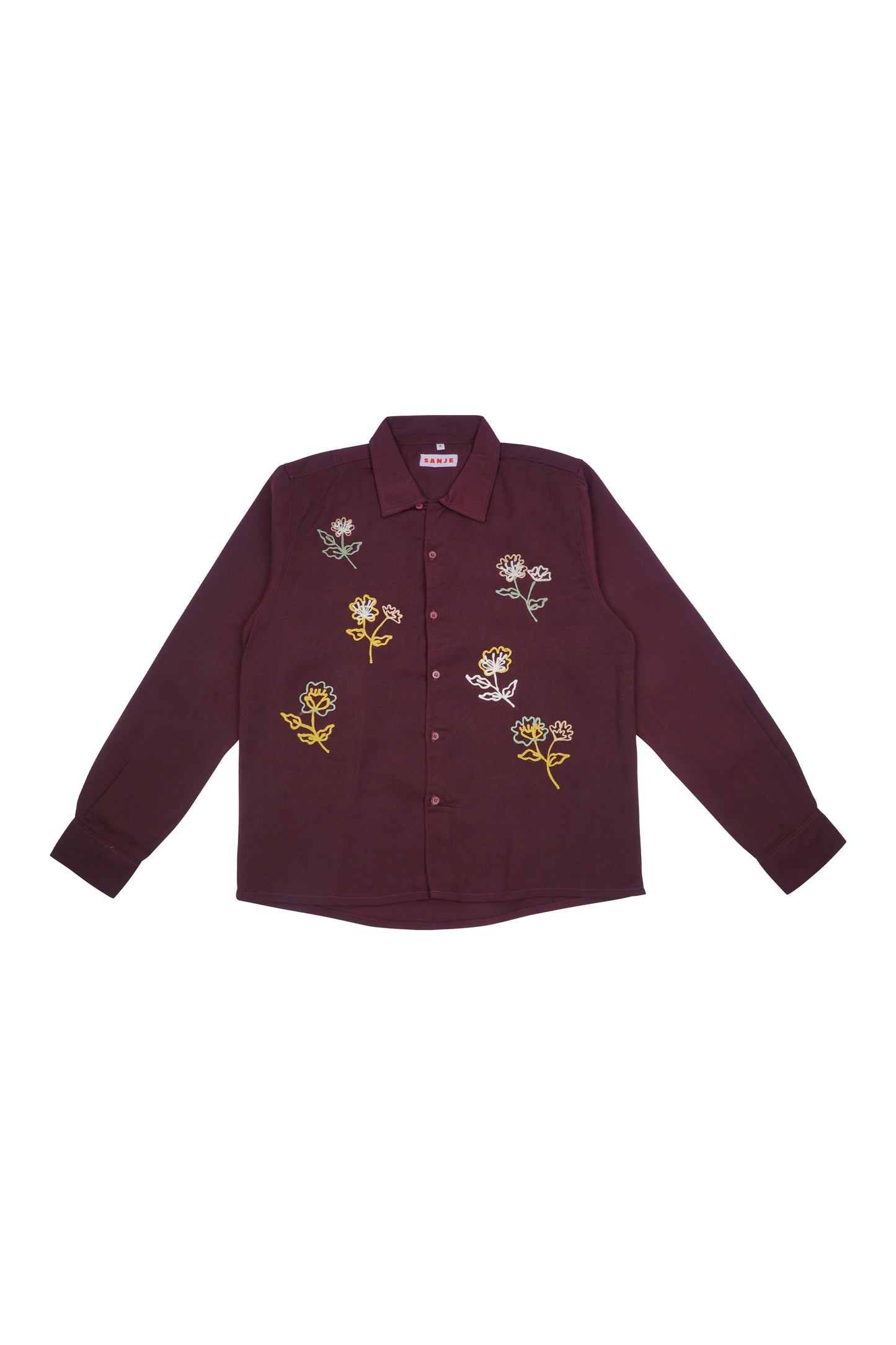 Roses Burgundy Long Sleeve Shirt
