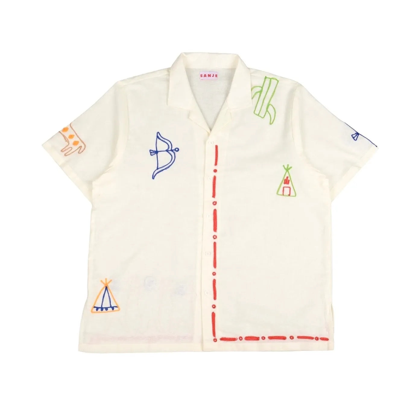 Arrow Tent Embroidery White Shirt