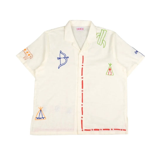 Arrow Tent Embroidery White Shirt