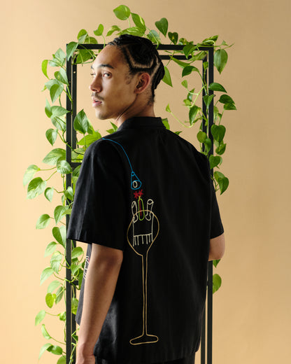 People on Table Black Short Sleeve Shirt