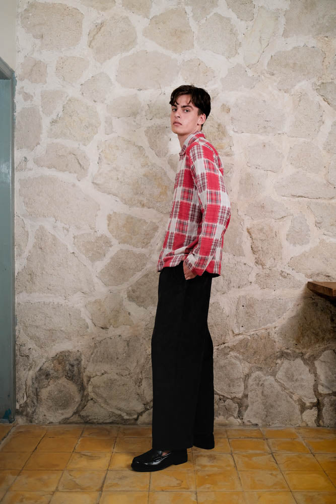 Poppy Red Half Button Shirt