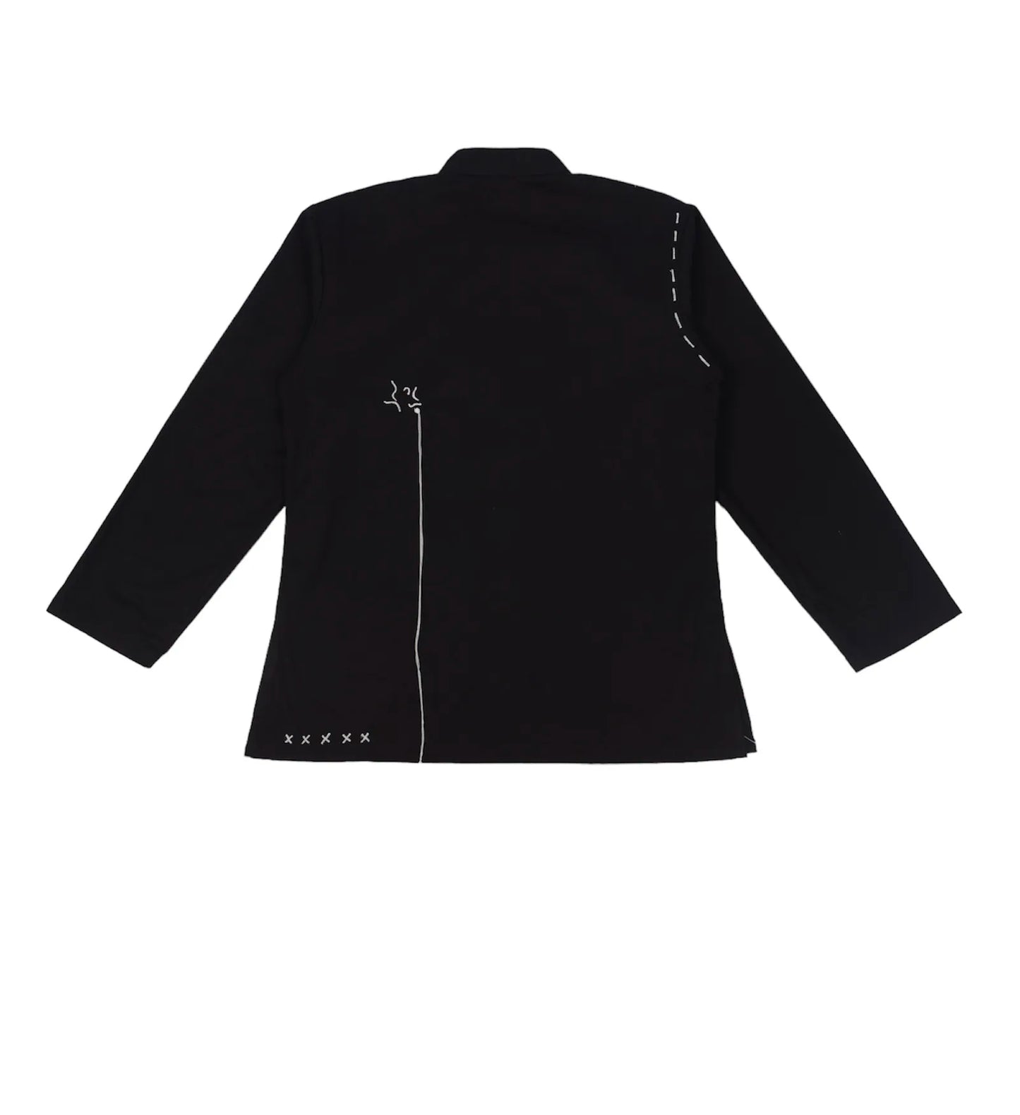 Black Embroidery Zip Shirt Black