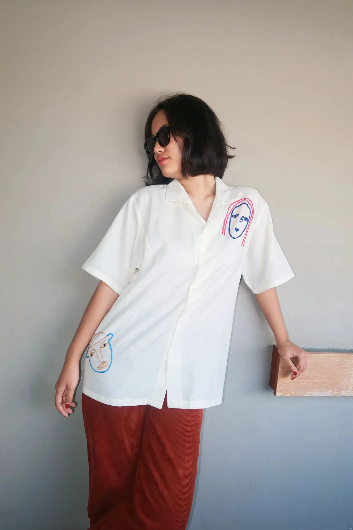 Friends Embroidery White Shirt