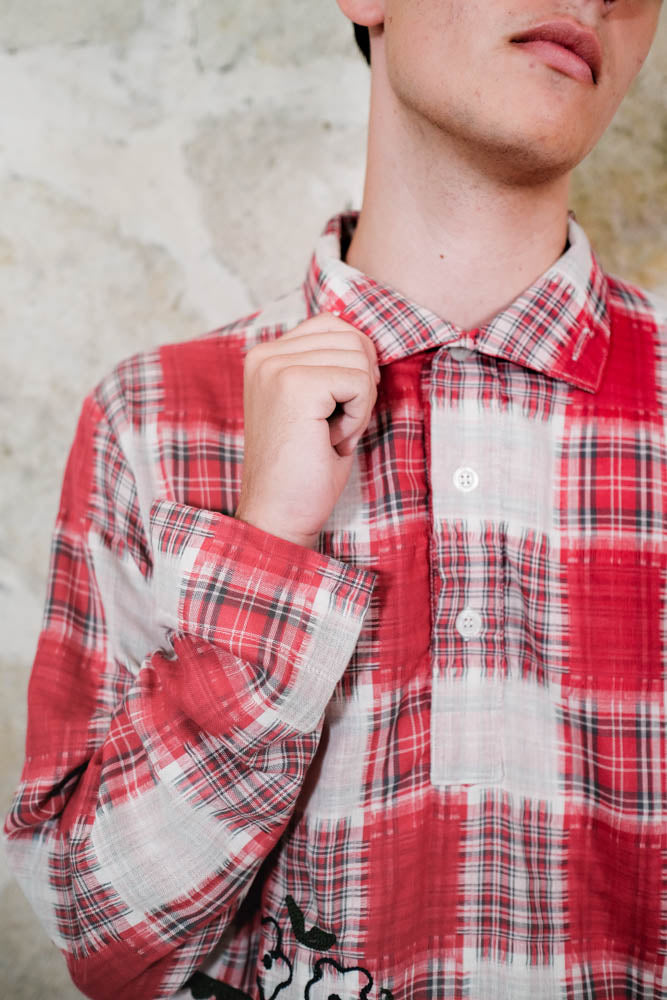 Poppy Red Half Button Shirt