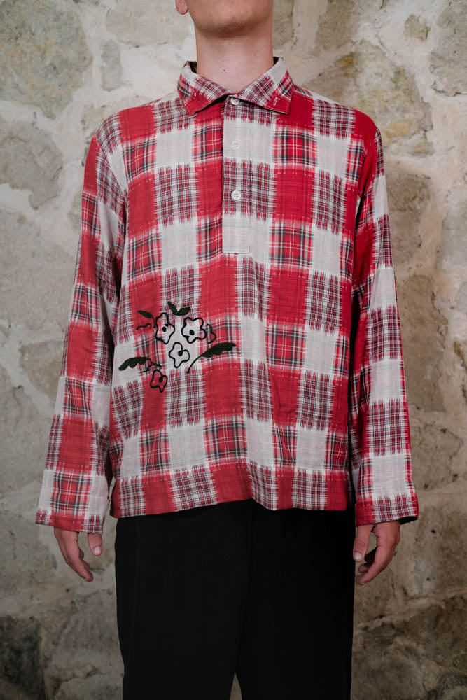 Poppy Red Half Button Shirt