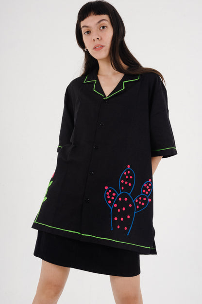 Midnight Garden Embroidery Shirt