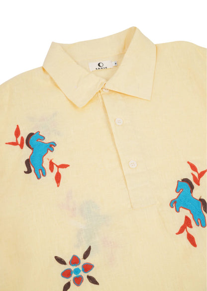 Yellow Horse Half Button Shirt