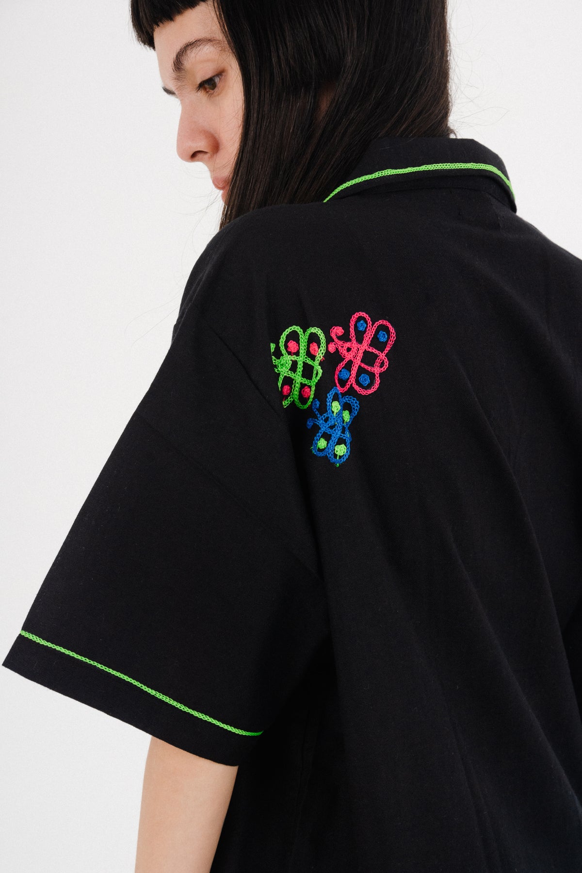 Midnight Garden Embroidery Shirt
