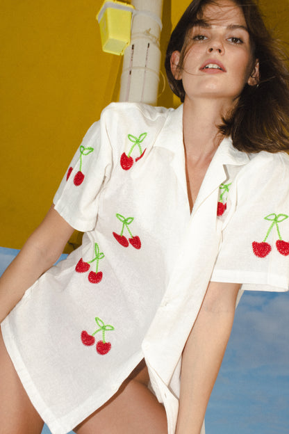 Cherry White Short Sleeve Shirt