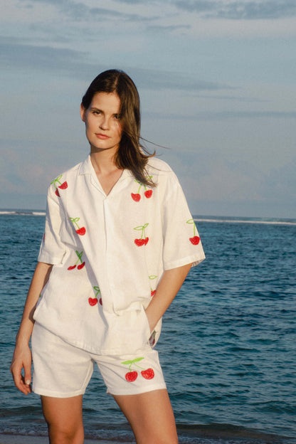 Cherry White Short Sleeve Shirt