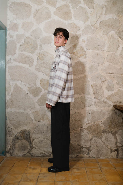Charm Flannel Zipped Long Sleeve Shirt