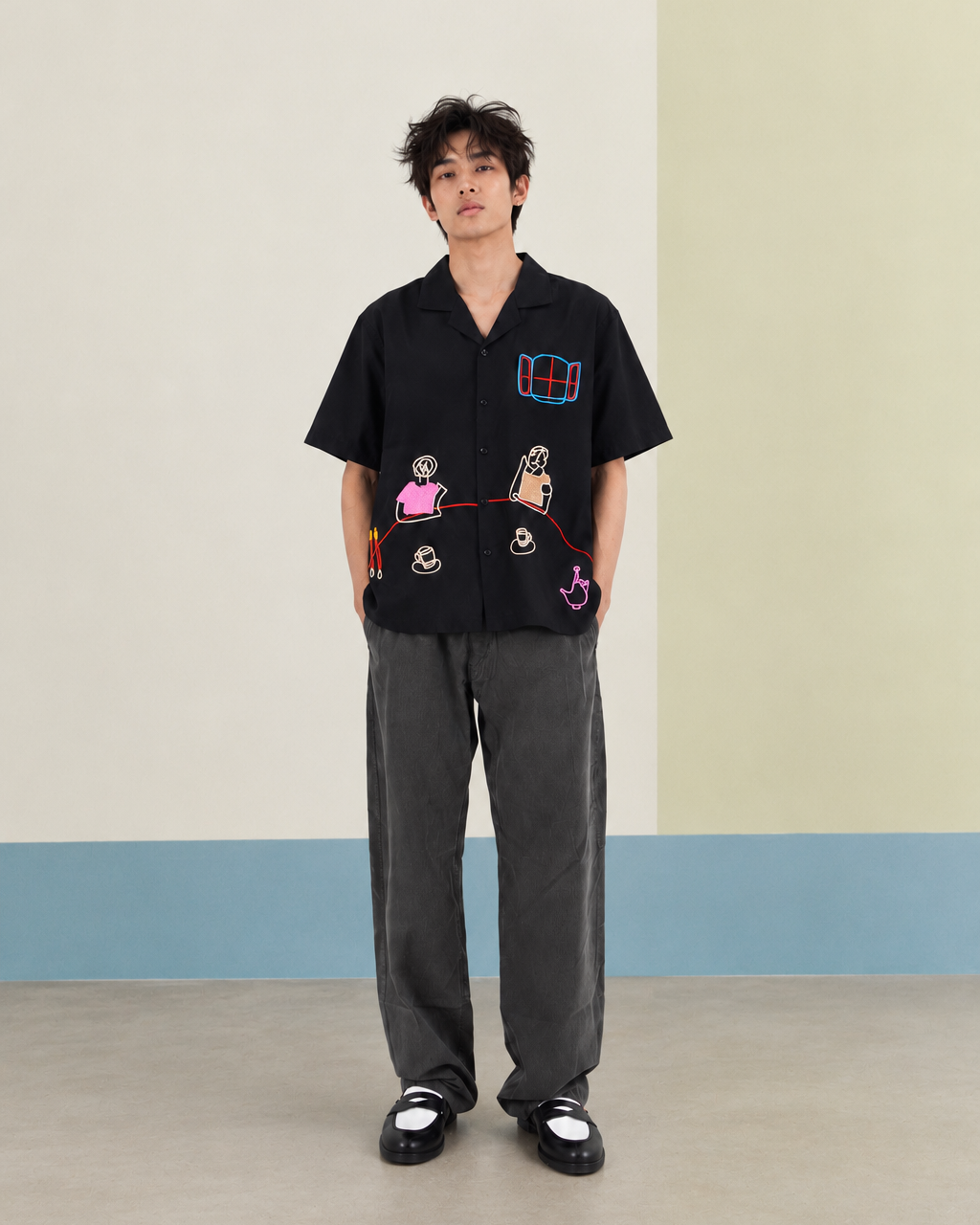 People on Table Black Short Sleeve Shirt