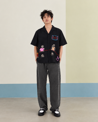 People on Table Black Short Sleeve Shirt