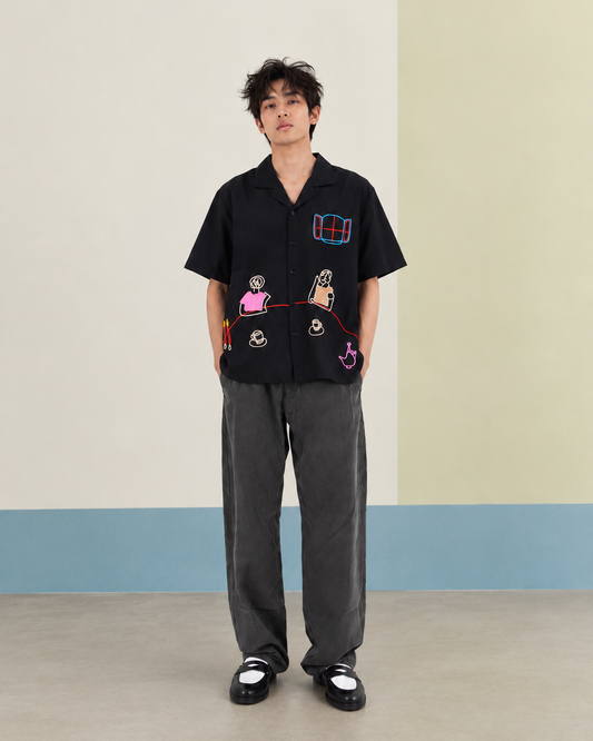 People on Table Black Short Sleeve Shirt