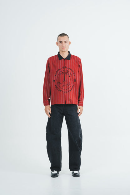 Red Striped Long Sleeve Shirt